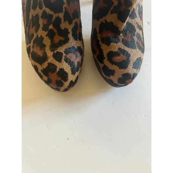 Nine West Platform Ankle Booties Stiletto Brown Leopard Print Calf Hair Sze 7.5 - Picture 3 of 12